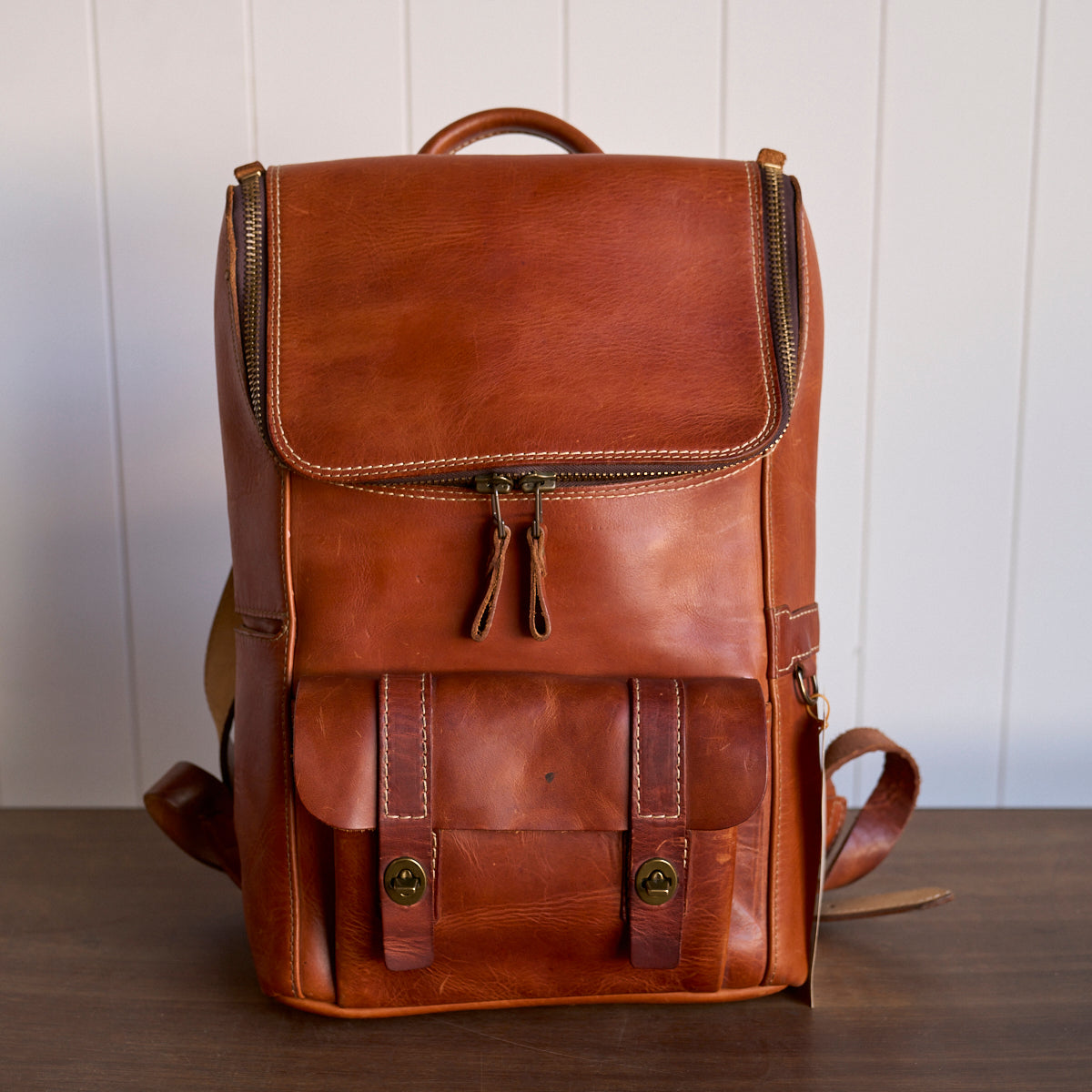 HORWEEN DUBLIN CHESNUT TOP ZIP BACKPACK (#0058)| Production Sample