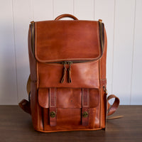 HORWEEN DUBLIN CHESNUT TOP ZIP BACKPACK (#0058)| Production Sample