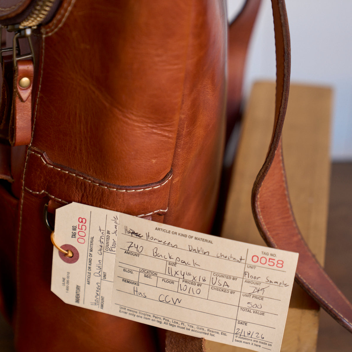 HORWEEN DUBLIN CHESNUT TOP ZIP BACKPACK (#0058)| Production Sample